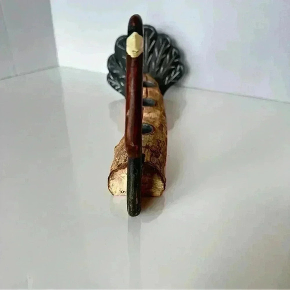 Turkey Tapered Candle Holder Centerpiece Carved Wood Branch Log Thanksgiving - Picture 9 of 16
